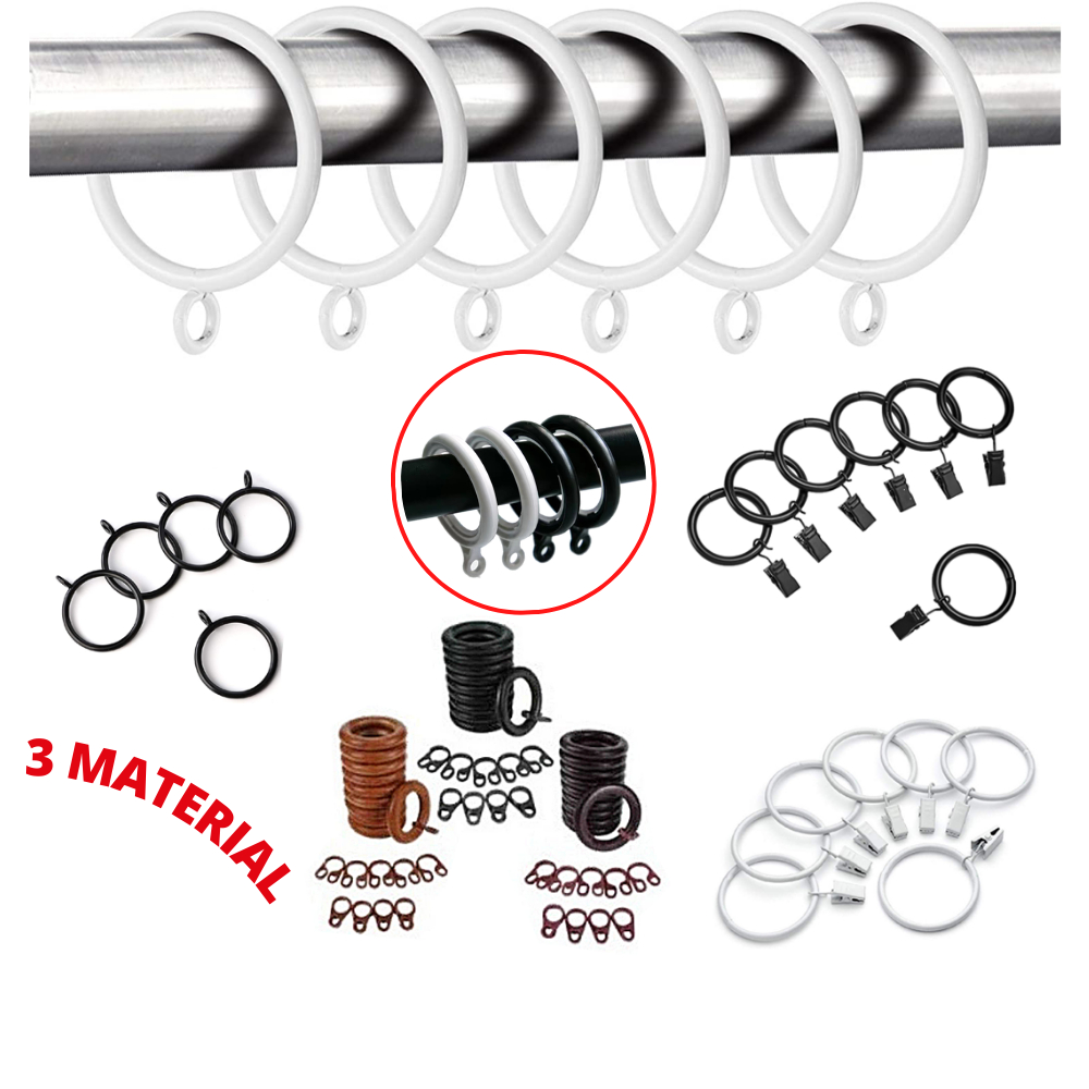 Rings with Clips of Curtain Rod / Gelang Rod Langsir (Rod 28mm) Wooden