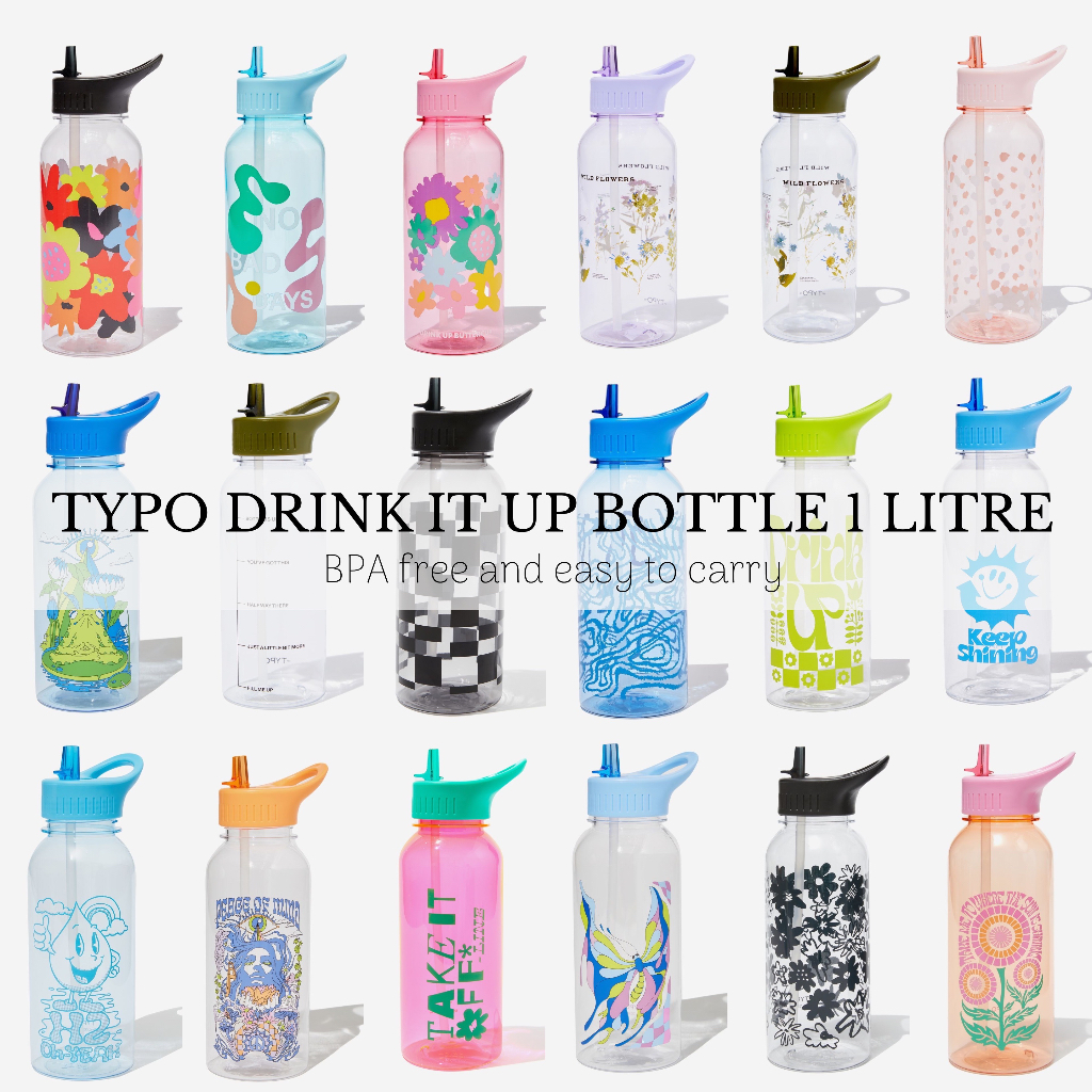 TYPO Bottle / Drink It Up Bottle 1 Litre / With Straw SipTop / 1L