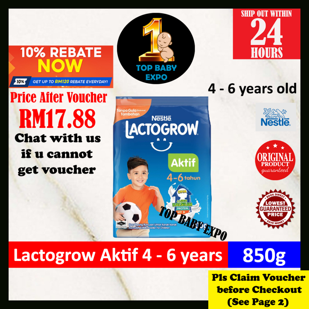 Nestle Lactogrow Aktif 4-6 Years (850g) Exp: 01/2025(Lactokid) | Shopee ...