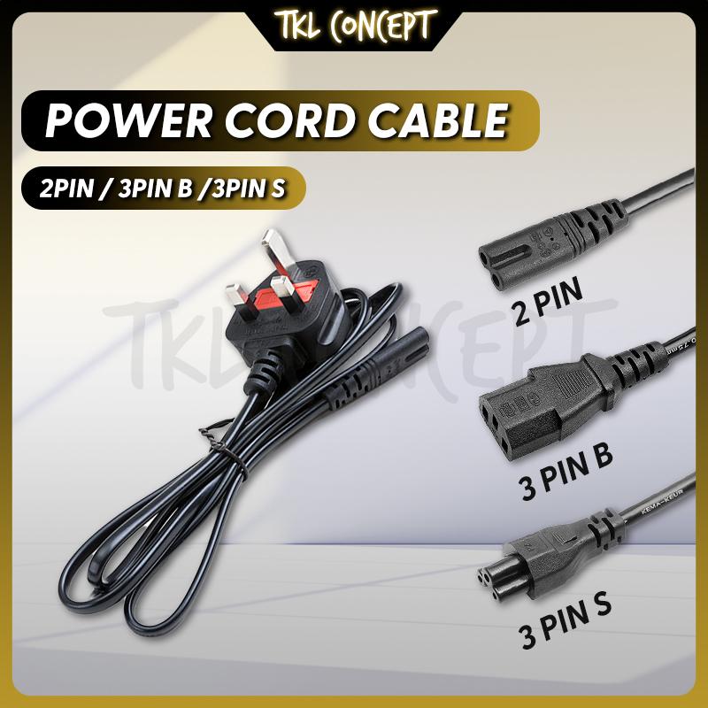 TKL 1.5M 2 PIN 3 PIN S 3PIN B AC Power Cord Supply Cable Plug Wire ...