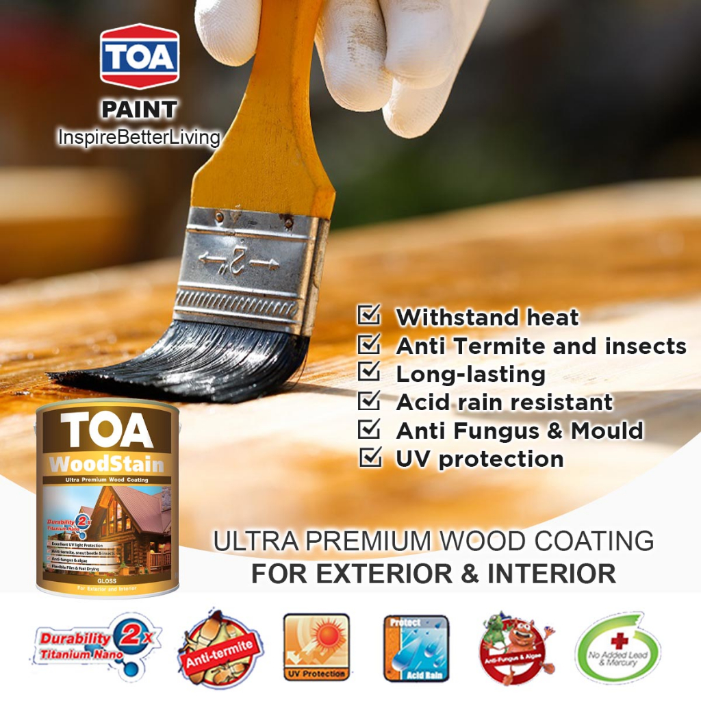 [READY STOCK] TOA Woodstain For Interior & Exterior 1 Litre | Shellac ...