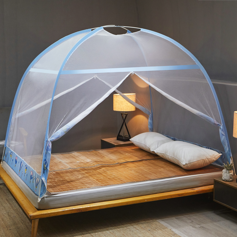 Installation free foldable Mongolian mosquito net, full bottom anti drop mosquito net, double