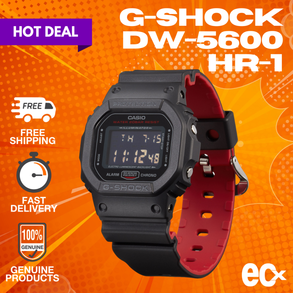 【ready Stock】casio G Shock Dw 5600hr 1 Black X Red Heritage Color Sport