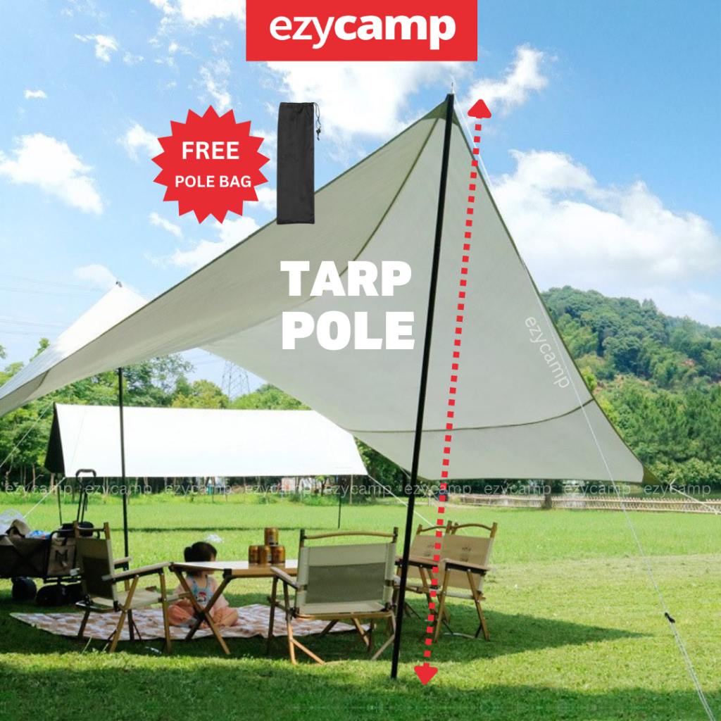 Camping Flysheet Stand Pole 2.4M Tent Tarp Iron Pole Tiang Khemah ...