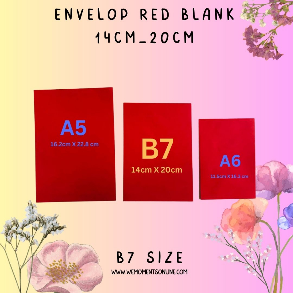 20; 50;100pcs| B7 Red Envelope |Sampul Merah B7 | B7 红色信封 14 cm X 20 cm ...