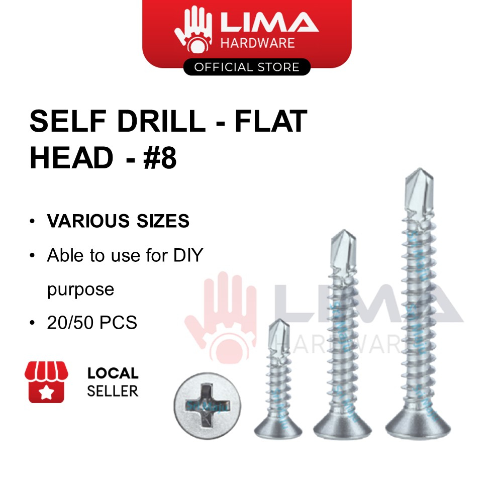 Self Drilling Flat Head Screws, Skru Rata, Skru Kepala Rata 自钻平头螺丝 8