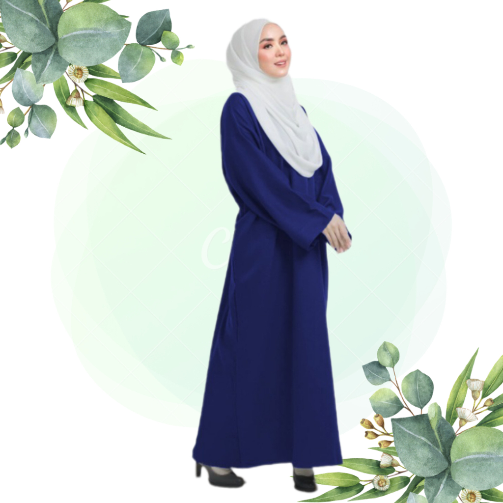 Kaftan Sara With Pocket Free Size Abaya Berpoket Plain Robe And Jubah