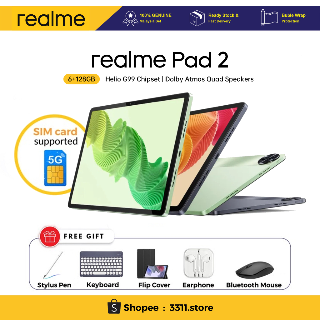 Realme Pad 2 11.5 inch LTE 128GB Green (6GB RAM) - Global  Version- Full tablet specifications