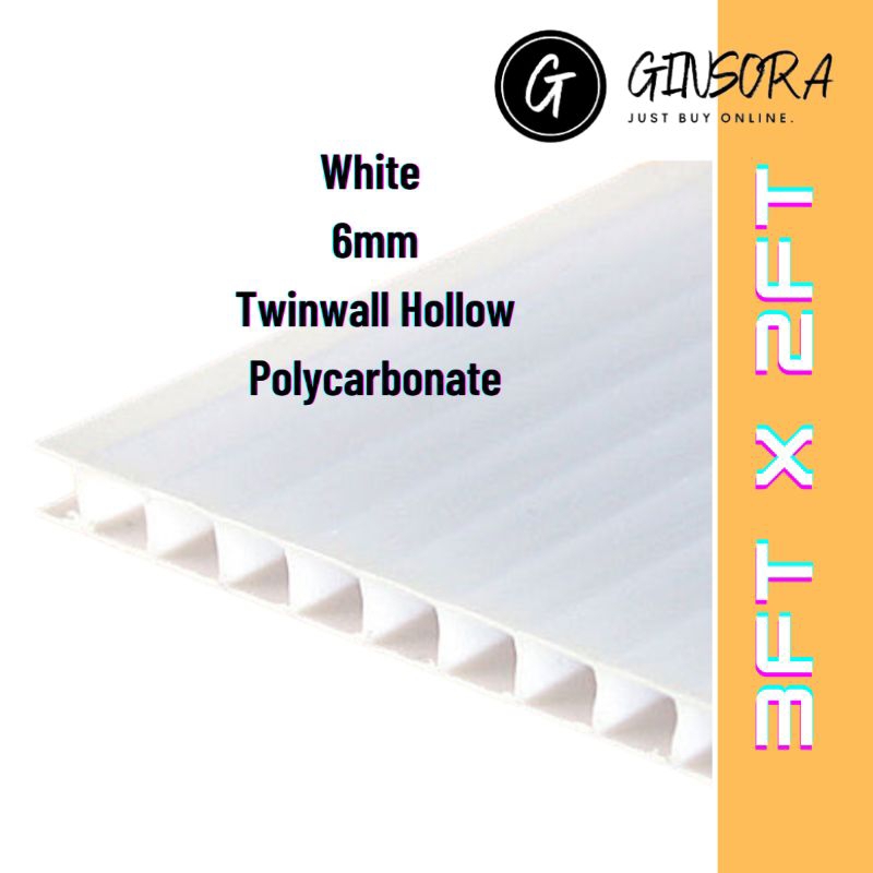 3ft X 2ft Twinwall Hollow Polycarbonate Board Opal White 6mm (sign 