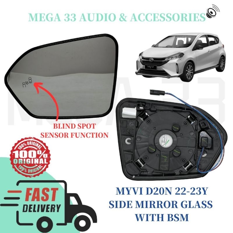 ORIGINAL MYVI D20N 2022-2023 SIDE MIRROR GLASS WITH BSM | Shopee Malaysia