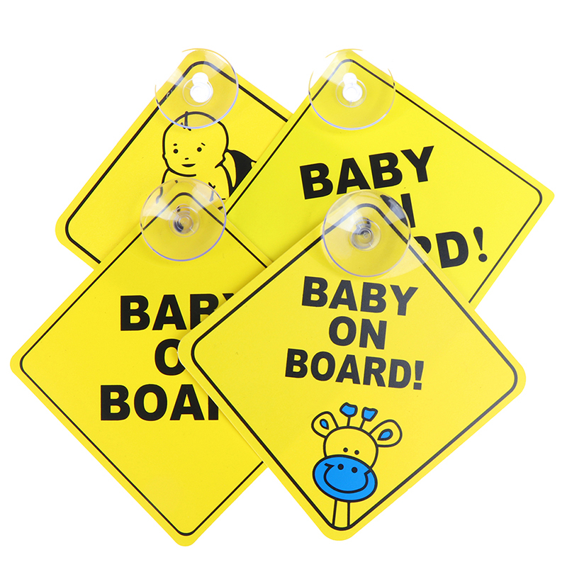 Baby On Board SAFETY Car Window Suction Cup Yellow REFLECTIVE Warning ...