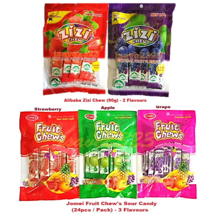 [HALAL] Jomei Fruit Chew's Sour Candy (24pcs) / Alibaba Zizi Chew (90g