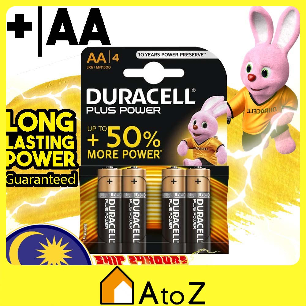 Aa Battery Duracell Plus Power 4pcs Value Pack Alkaline Battery Lr6mn1500 Bateri Aa Aa电池 8280