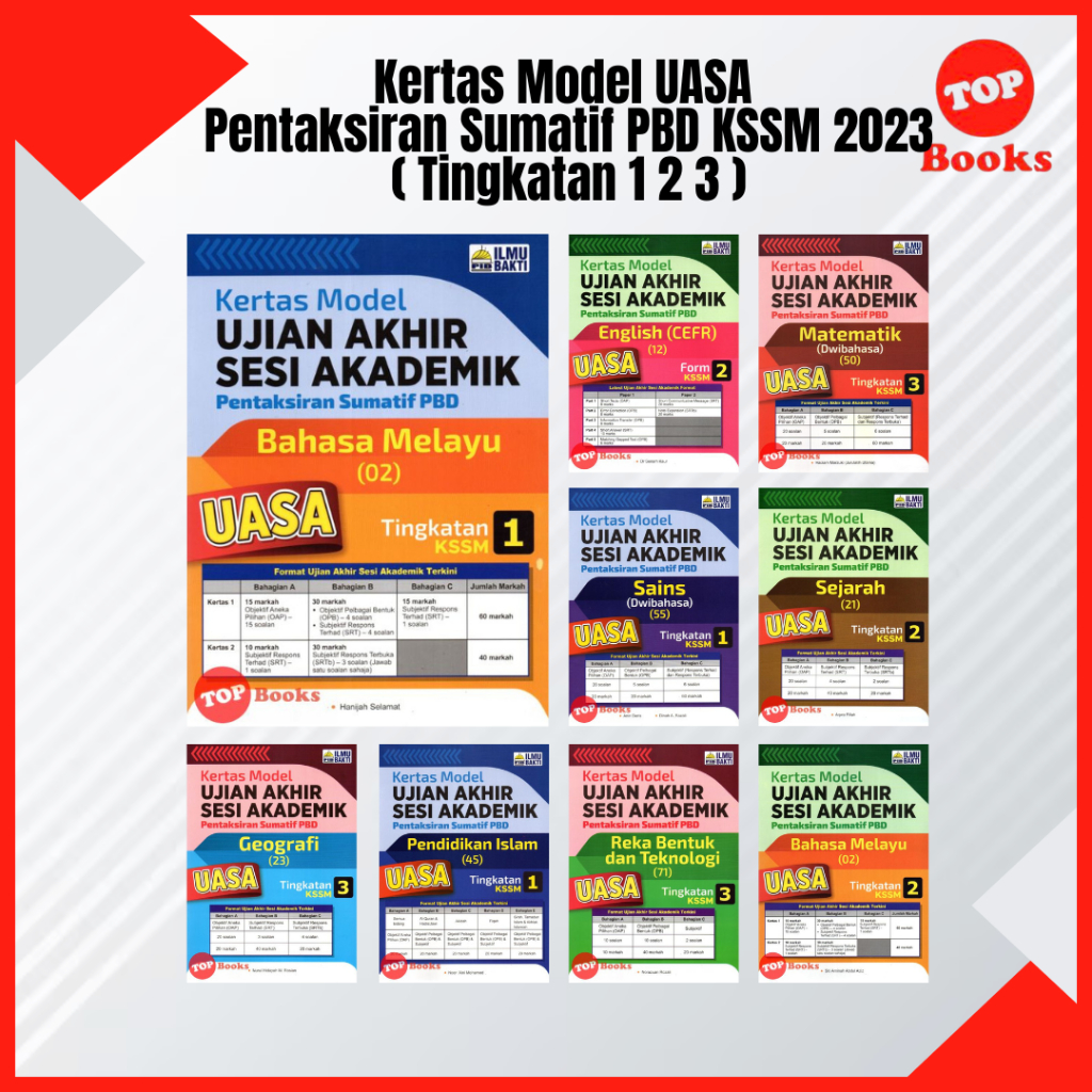 Topbooks Ilmu Bakti Buku Latihan Kertas Model Uasa Pentaksiran Sumatif Pbd Tingkatan 1 2 3 