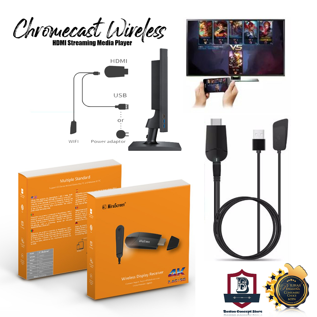 4K Wireless HD K6 G2 Chromecast Wireless HDMI Streaming Media Player TV