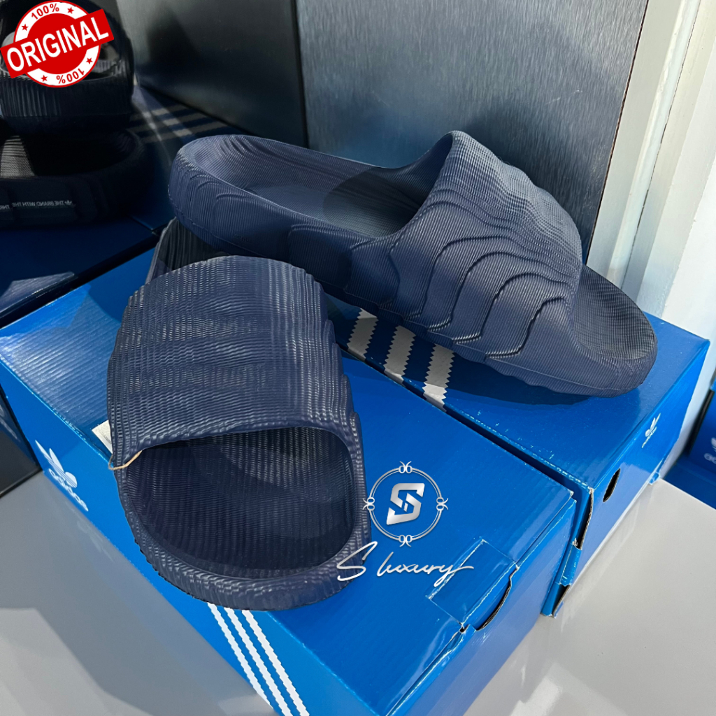 ADIDAS ADILETTE 22 SLIDES DARK BLUE | Shopee Malaysia