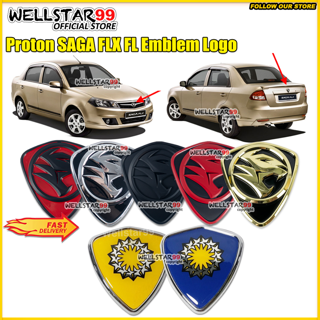 Proton FLX FL Saga 3D Logo Matte Black Red UK Logo Emblem Front Rear ...