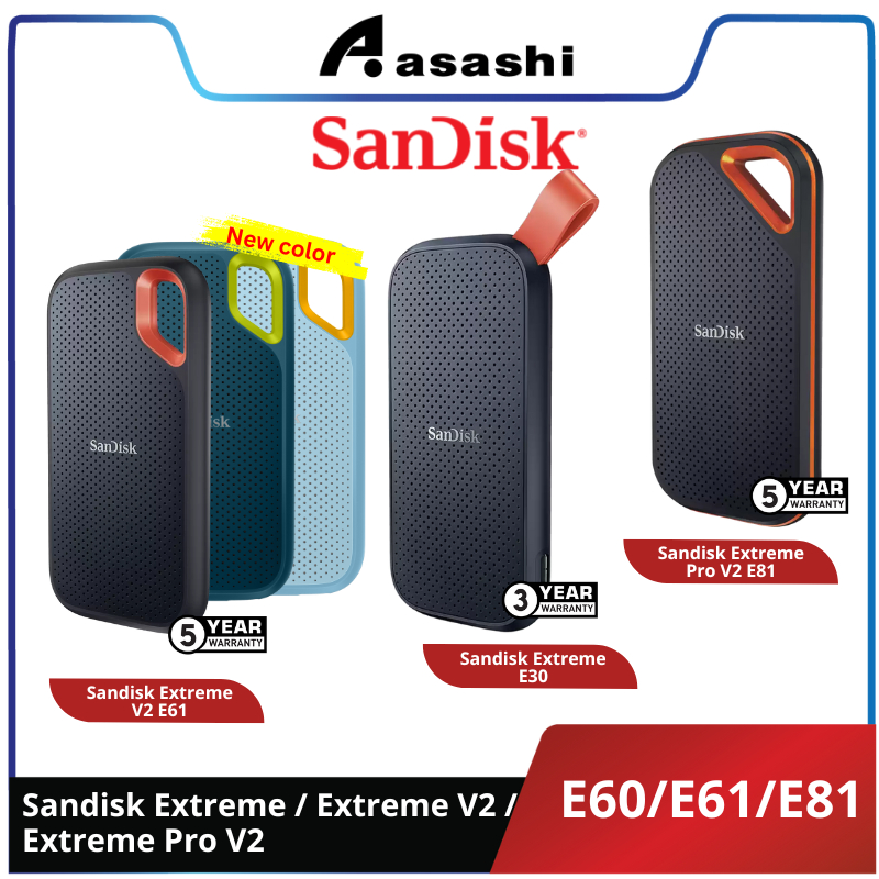 Sandisk Extreme / ExtremeV2 / Extreme Pro V2 E30 / E61 / E81 250GB/500GB/1TB/2TB  Portable SSD