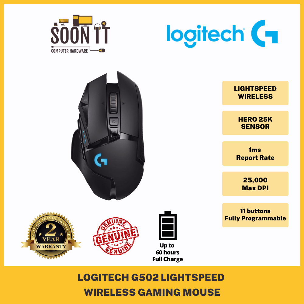 LOGITECH G502 Lightspeed Wireless Gaming Mouse / Hero High Performance ...