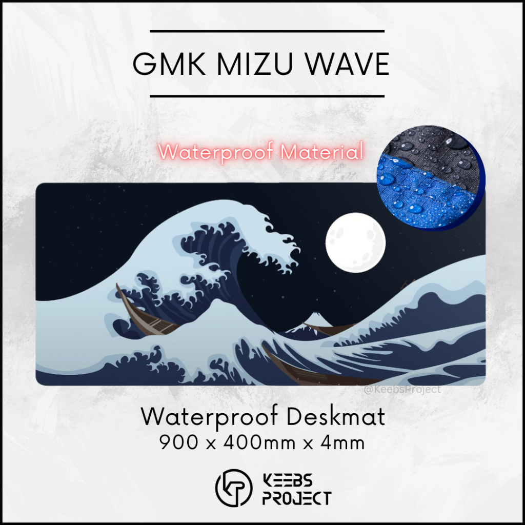 [READY STOCK] GMK Mizu Wave Waterproof Deskmat(900mm x 400mm x 4mm