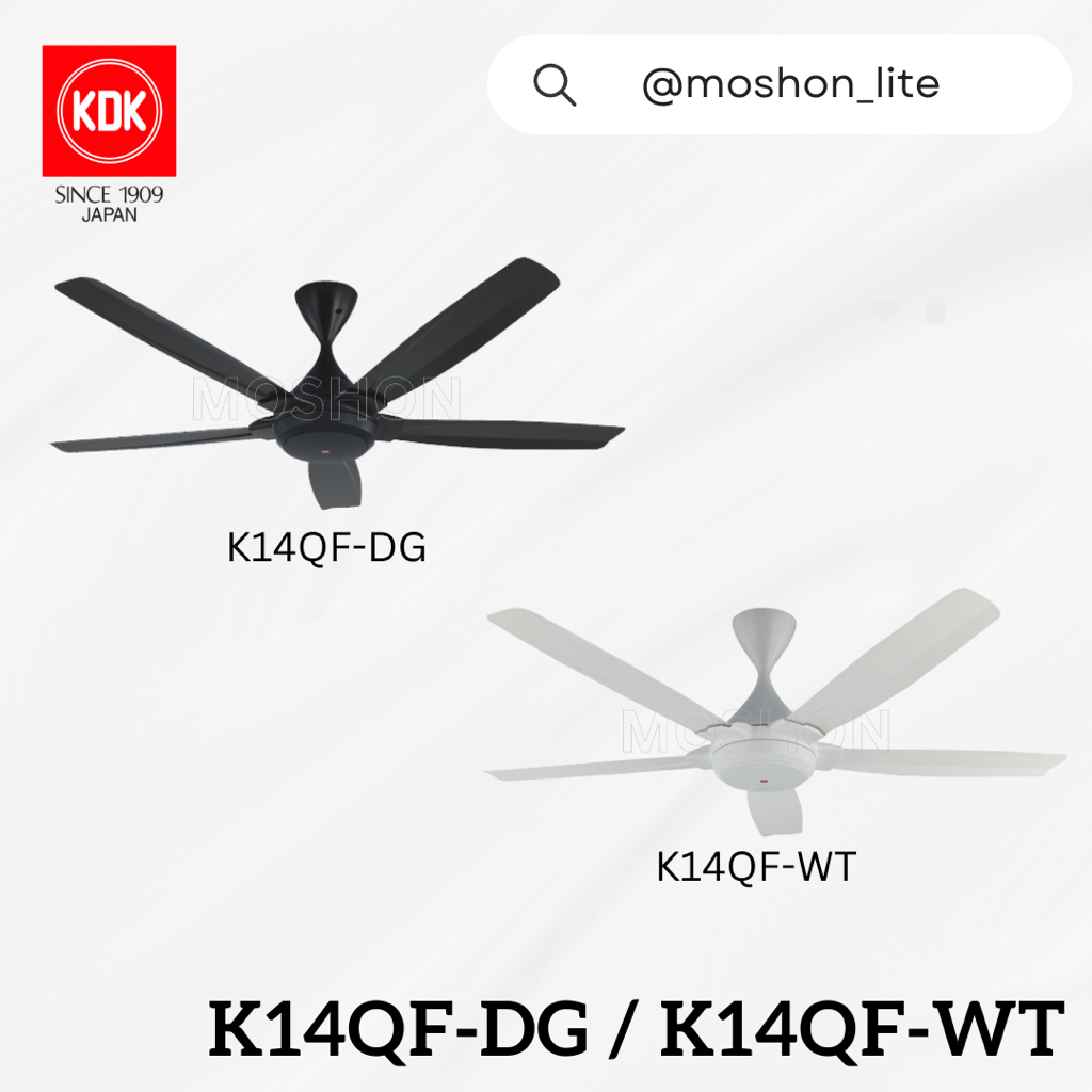 KDK K14QF 56" DC5 Series Remote Control Ceiling Fan / Kipas Siling (Dark Grey/ White) Shopee