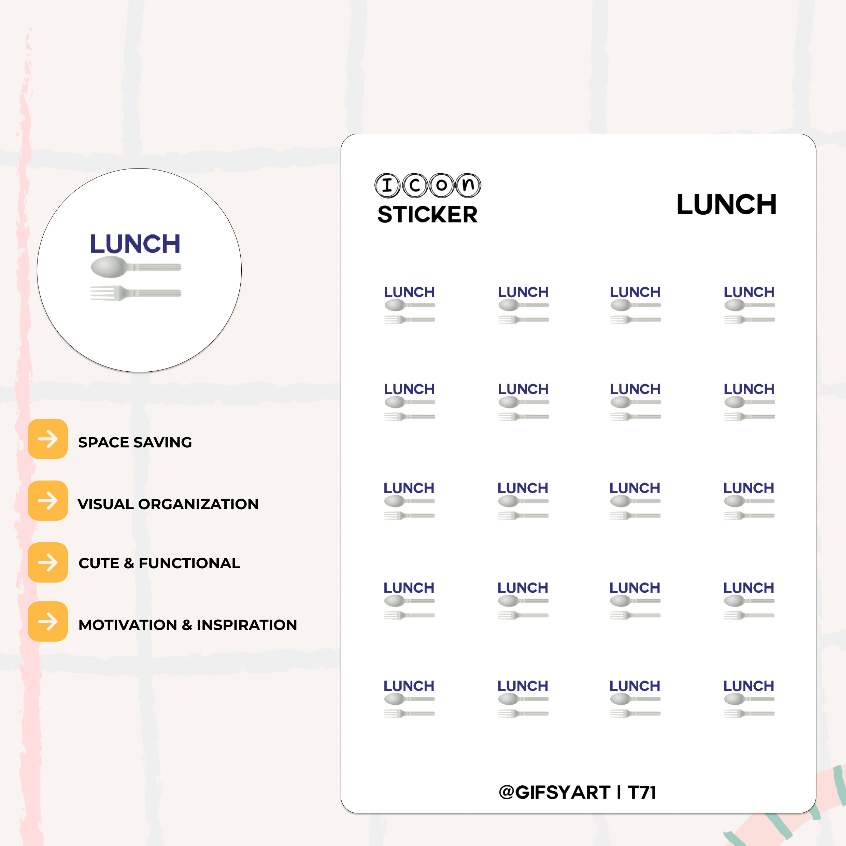 Lunch Tiny Icon Sticker Bujo Sticker Planner Sticker - T71 | Shopee ...