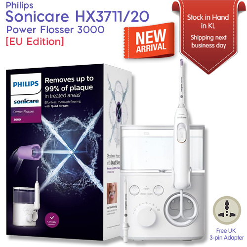 Philips Sonicare HX3711/20 Power Flosser 3000 Dental Jet with Quad