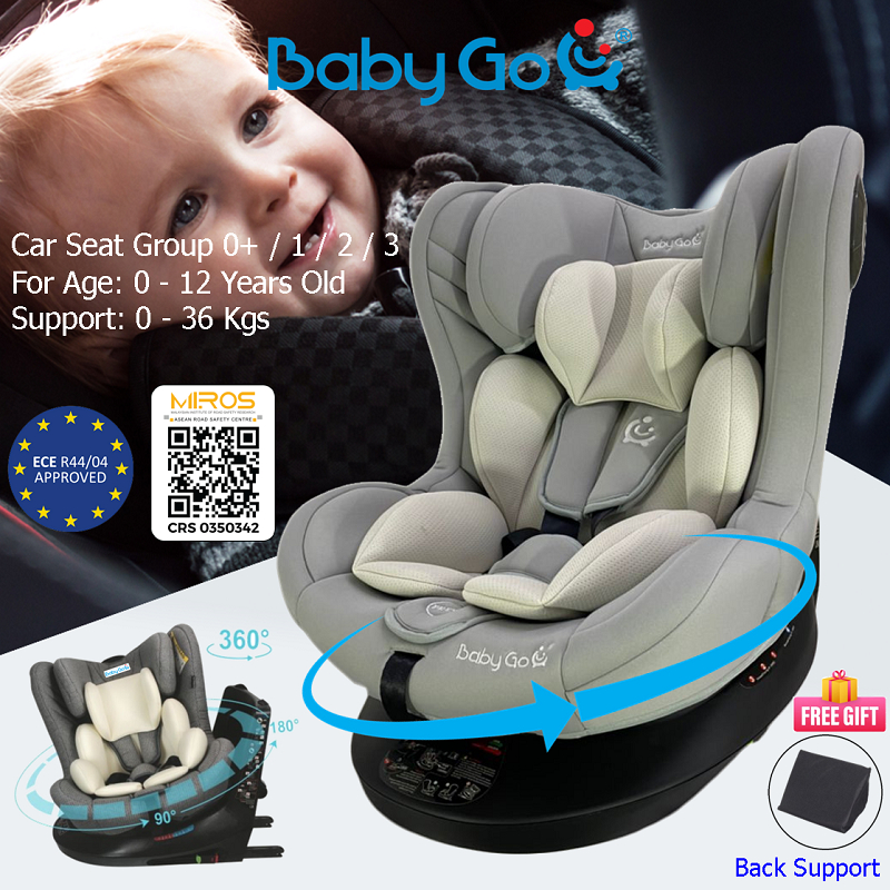 BabyGo New born Infant Baby Car Seat Model 230 360 Isofix For Baby Child Safety Newborn To 36KG Grey Black Shopee Malaysia