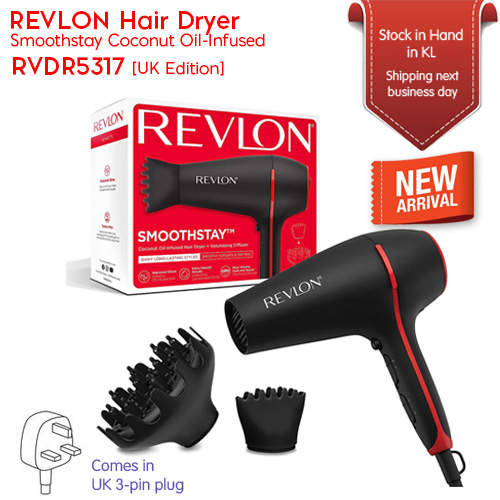 Revlon RVDR5317 Smoothstay Coconut Oil-Infused 2000W Hair Dryer With ...