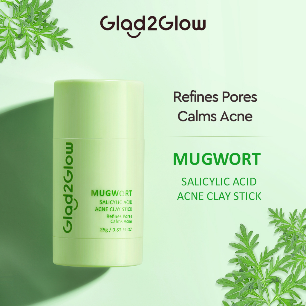 Glad2Glow Real Mugwort Clay Mask Stick Salicylic Acid Anti Pores & Acne ...