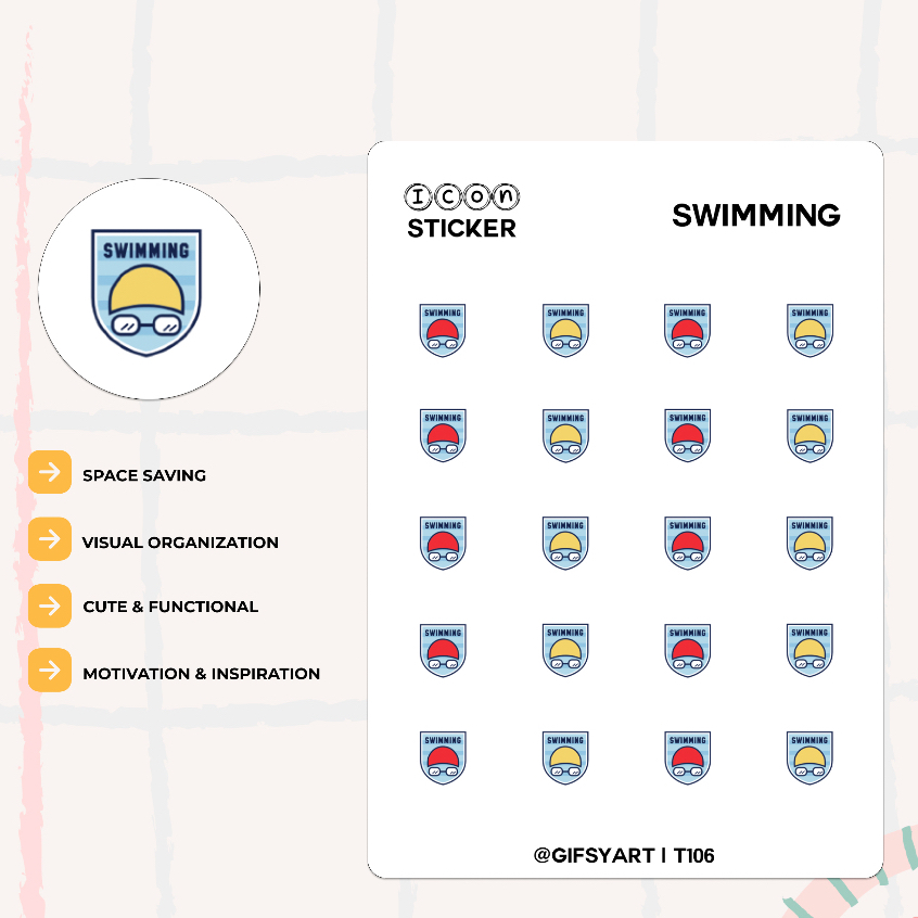 Swimming Icon Tiny Sticker Bujo Sticker Planner Sticker - T106 | Shopee ...