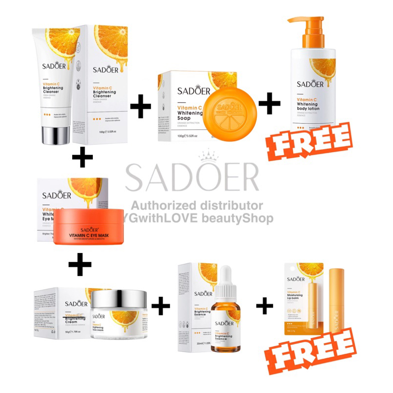 SADOER Vitamin C Whitening Skincare Set (7in1) (Cleanser, Face Cream