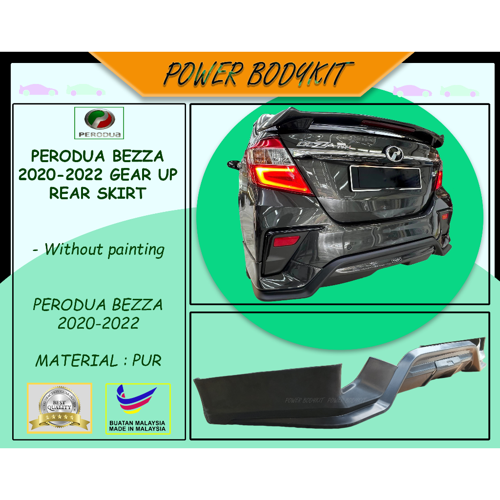 READY STOCK Perodua Bezza 2020-2024 Gear Up Rear Skirt 2020 2021 2022 ...