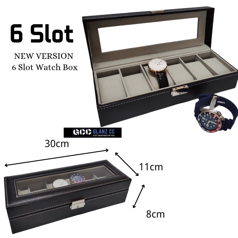 Perspective 6 Slot Watch Box Watch Stand Display Storage Case Kotak ...