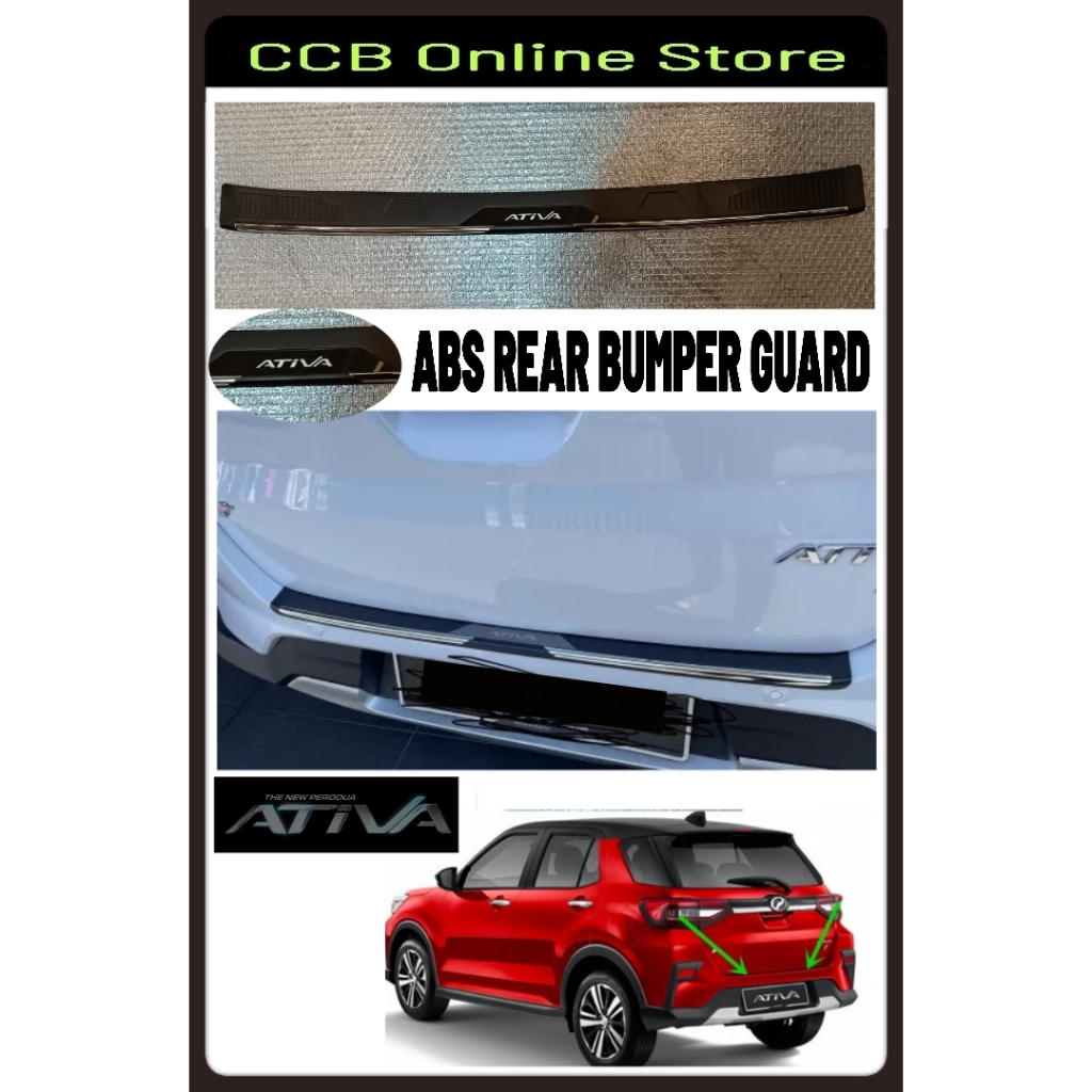 Perodua Ativa ABS Rear 3D Bumper Guard Protector - Black Chrome Lining ...