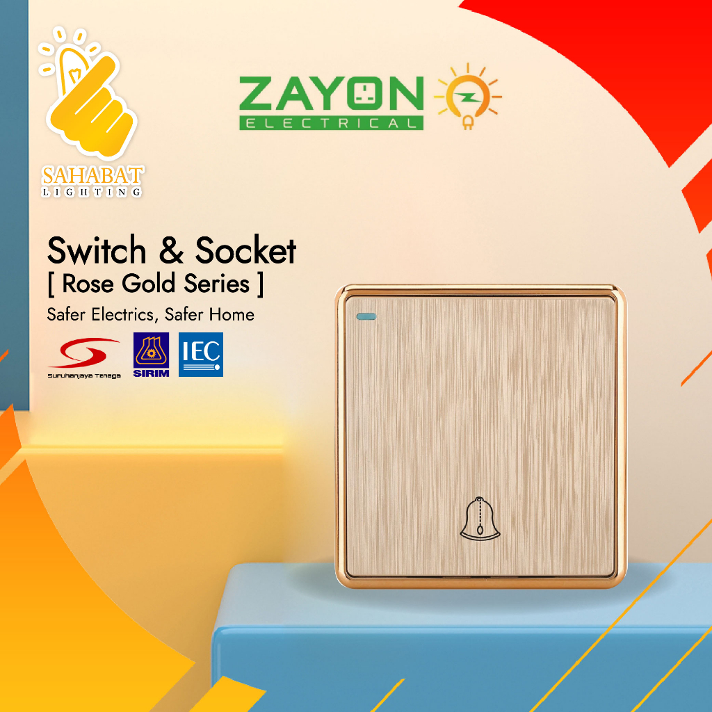 Zayon(T3) Modern Socket [Rose Gold Series] Wall Switch Door Bell ...