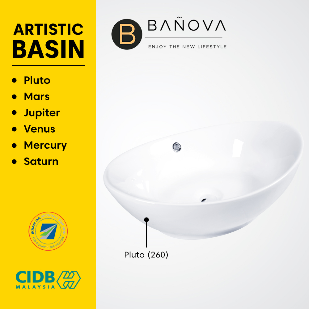 BANOVA Bathroom Polished Ceramic Basin Table Top Wash Basin Shopee