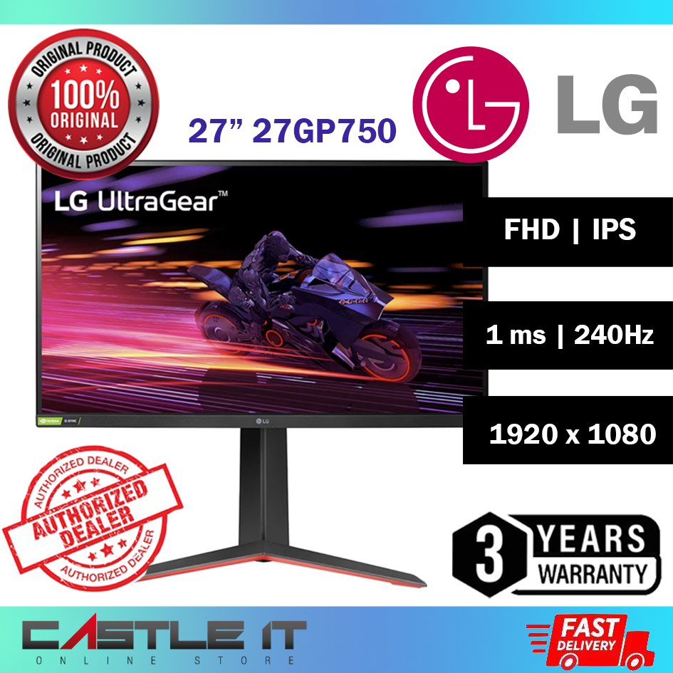 Monitor Gaming LED IPS LG 27GP750-B 27'' Full HD 240Hz 1ms G-Sync FreeSync  HDR10 sRGB 99% Monitores