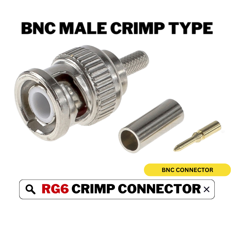 Premium BNC Compression Connectors For CCTV RG6 Coax Cable – 10 Pack (The Wires Zone 900204-10)