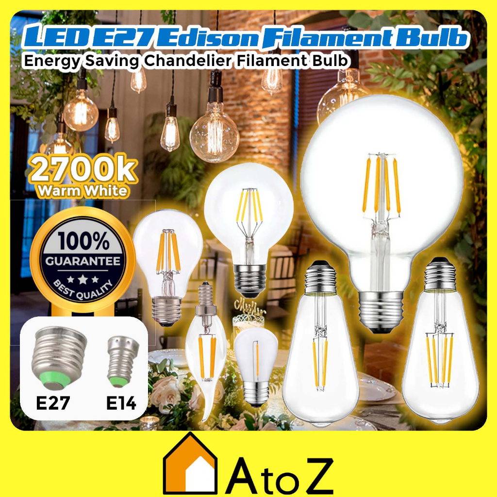 Thin LED filament bulb E27 4W