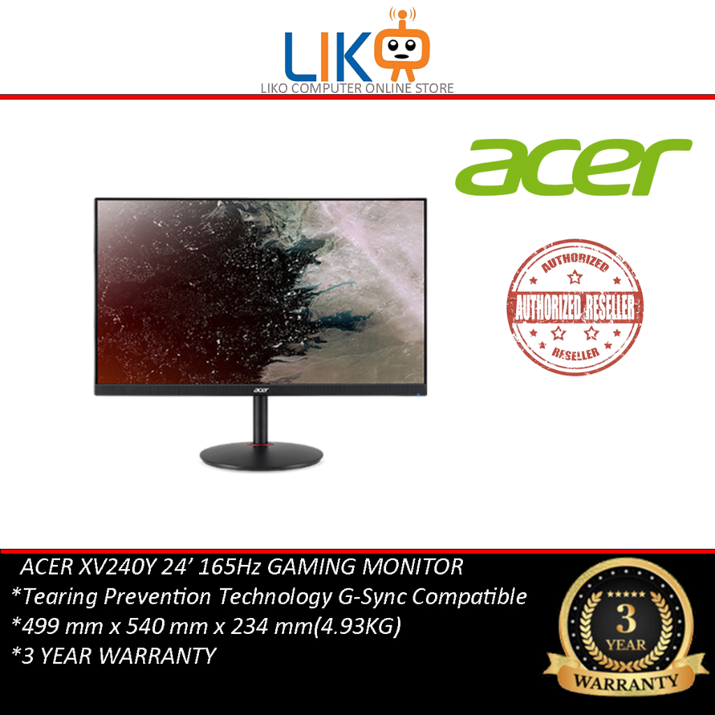 Liko Acer Nitroxv240y 24 Ips 165hz Input Full Hd Dp Audio Output Gaming Monitor Shopee 9009