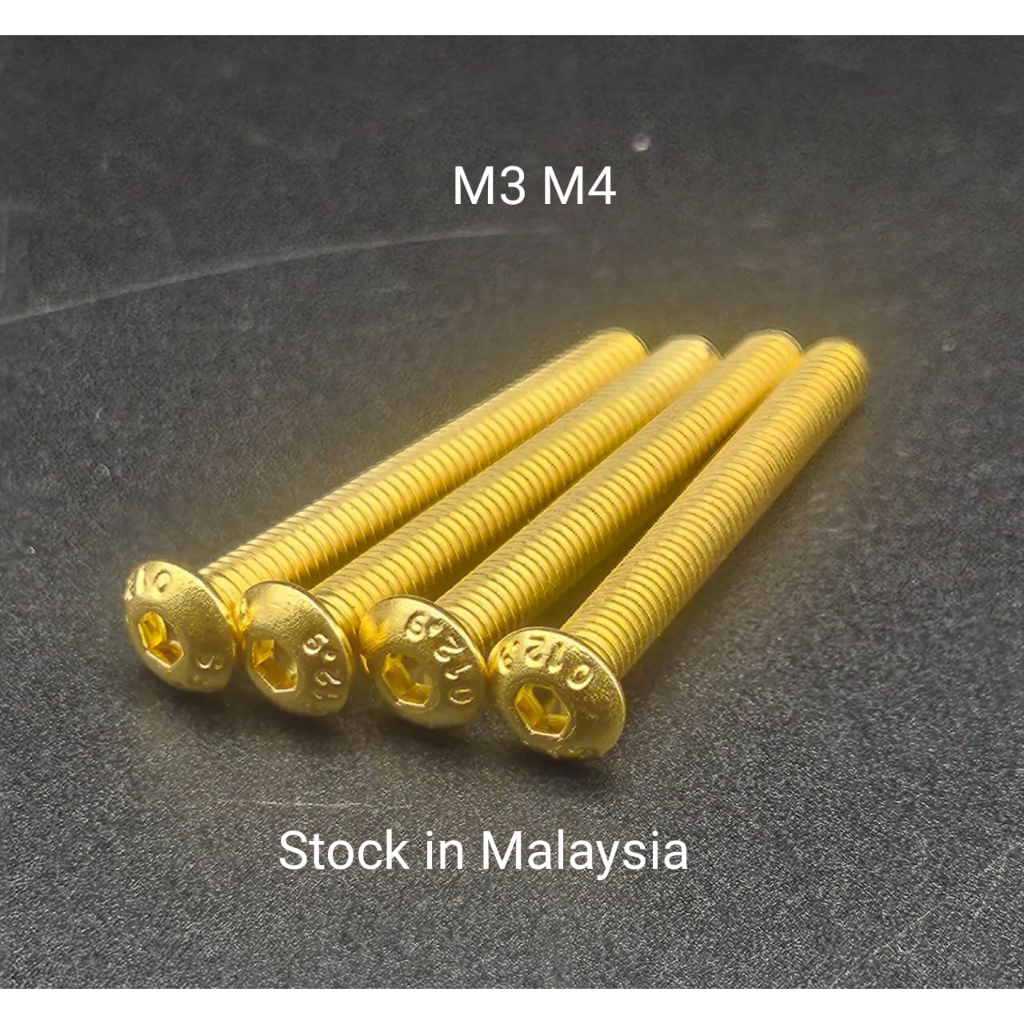 M3 M4 12.9 Round Pan Socket Cap Screw- Gold (5pcs) | Shopee Malaysia