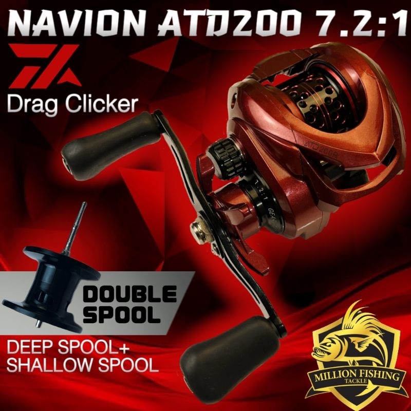 【RLB005 】Mesin BC Reel NAVION ATD200 Double Spool Baitcasing Fishing