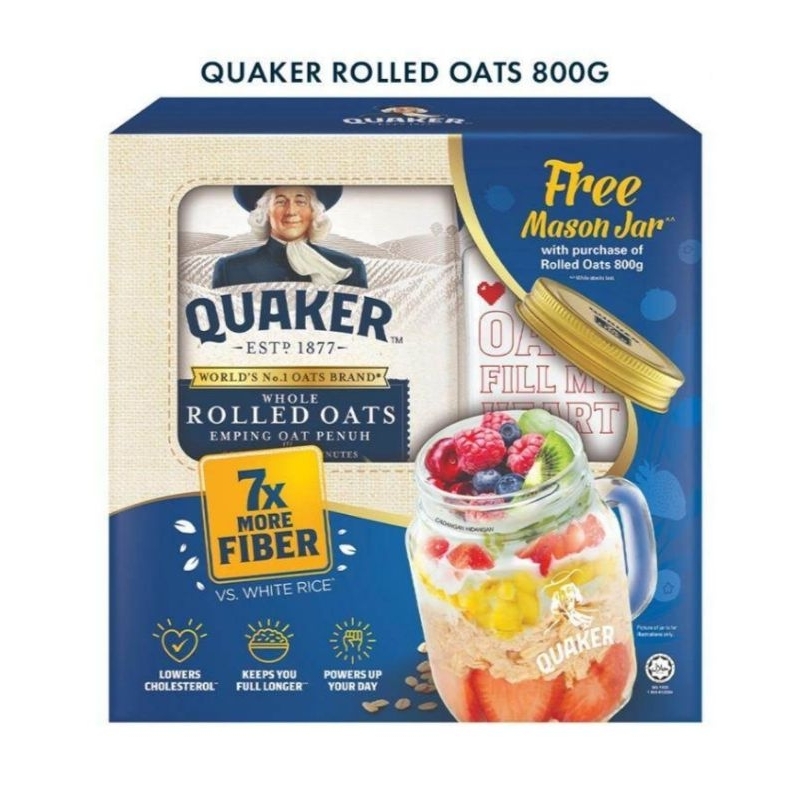 📢📢📢free Jar On Pack While Stocks Last 💠 Quaker Whole Rolled Oats 800g Shopee Malaysia