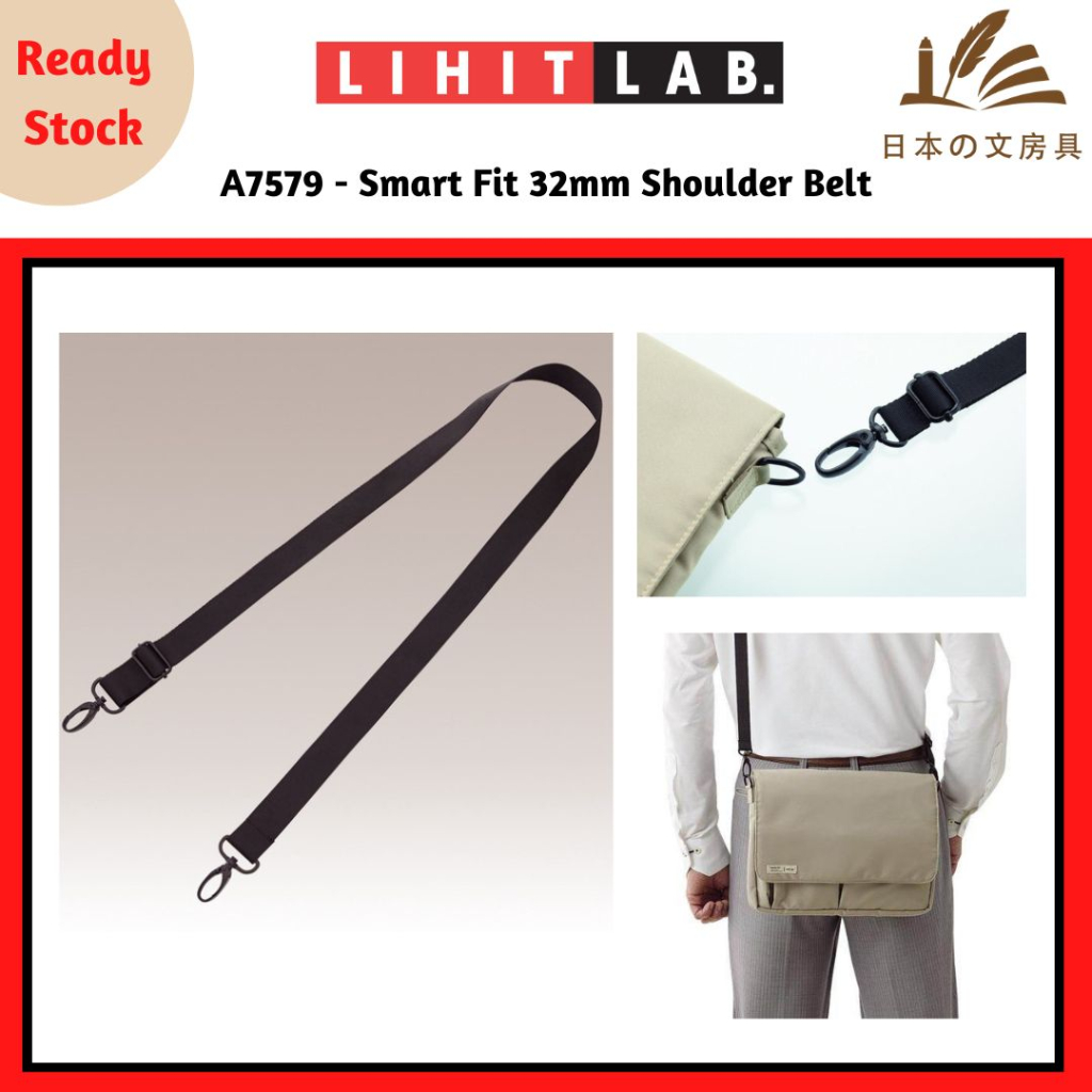 LIHIT LAB A7579 Smart Fit Shoulder Belt - Black -32mm Width X 1300mm ...
