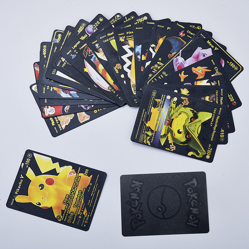 55 pcs cards pokemon Black and gold series limited edition kad trading ...