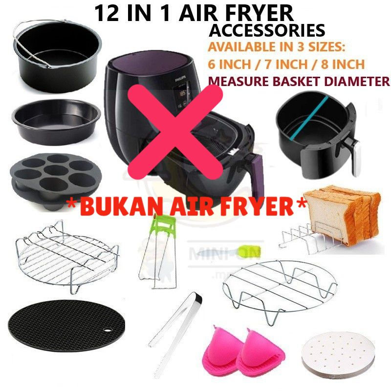 24H Ship] NOT AIRFRYER 12 in 1 Air Fryer Accessories Fits to All