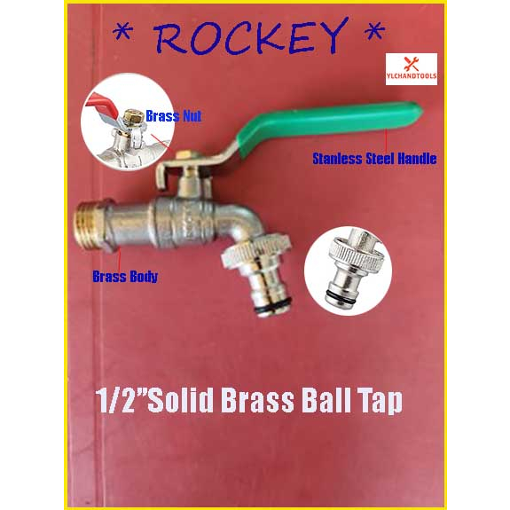 1/2'' ROCKEY SOLID BRASS HEAVY DUTY BALL TAP / WASHING MACHINE BALL TAP ...