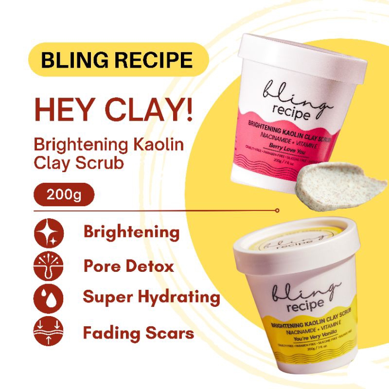 BLING RECIPE HEY, CLAY! BRIGHTENING KAOLIN CLAY BODY SCRUB NEW