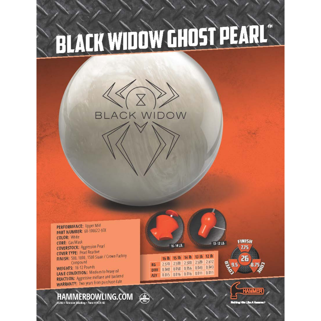 Bowling Ball HAMMER Black Widow Ghost X X Pro Shop